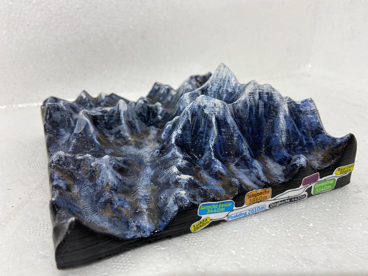 Everest painted terrain with engraved trek route, sample 14