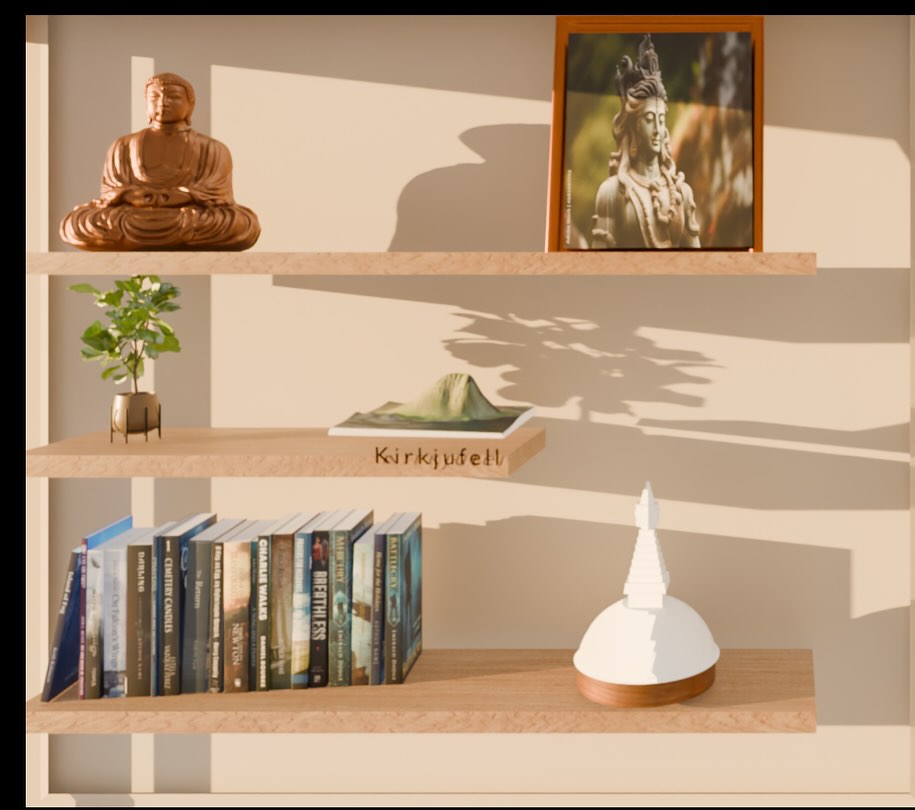 Himalayan Terrain model on a home bookshelf