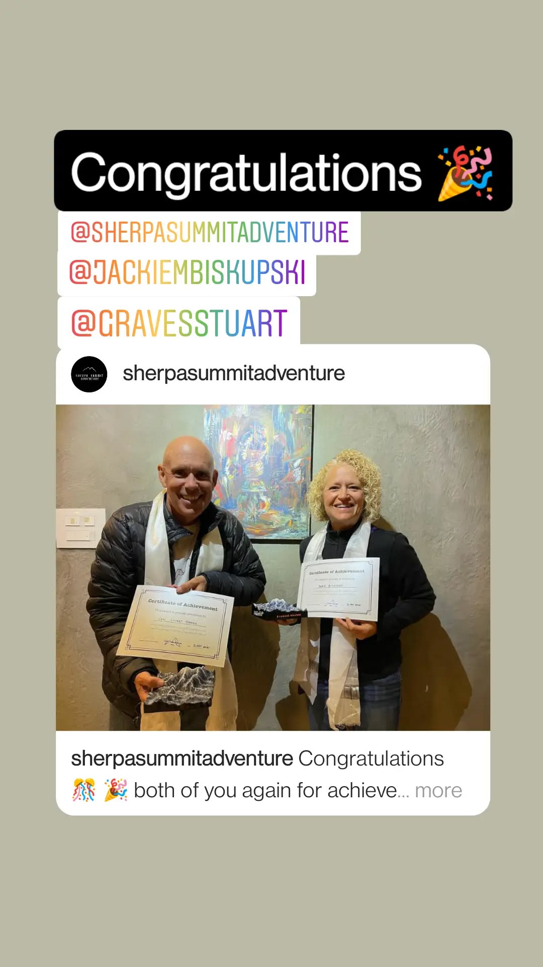 Sherpa Summit Adventure gifting Himalayan Terrain models to climbers alongside summit certificates